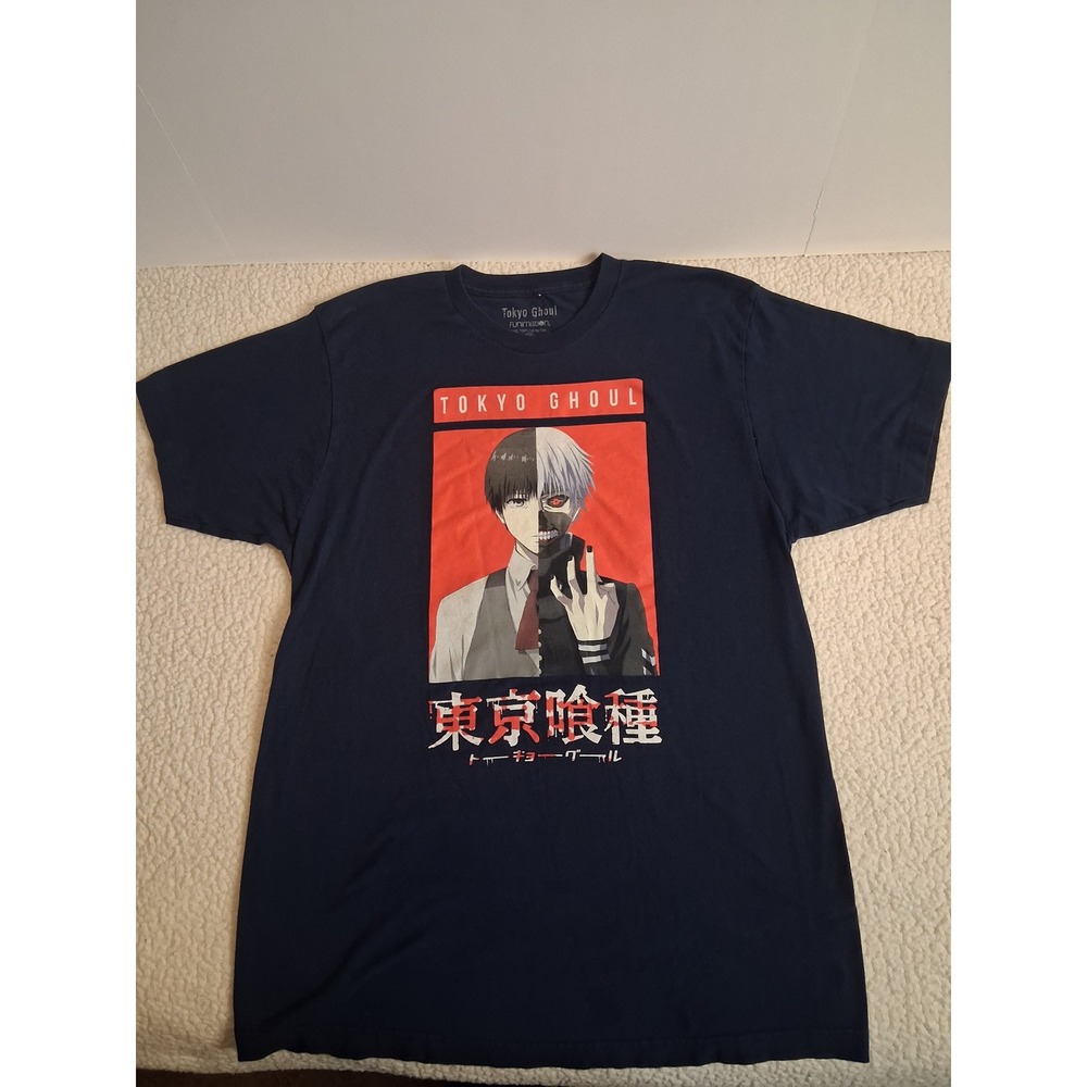 Tokyo Ghoul Funimation Ken Kaneki Graphic Tee Navy Blue Mens Large Anime Shirt